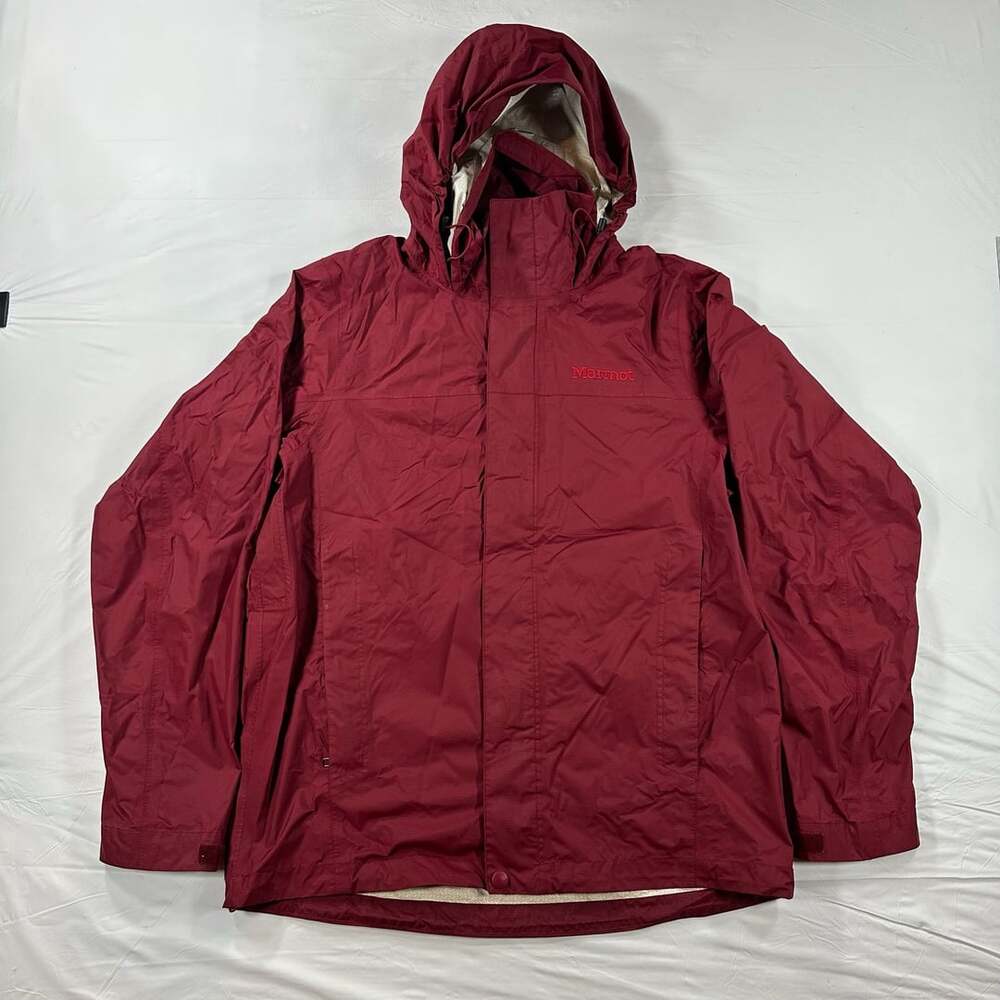 Marmot Mens Hooded Zip Rain Jacket Red Small Regular Fit Nylon Shell Outdoor